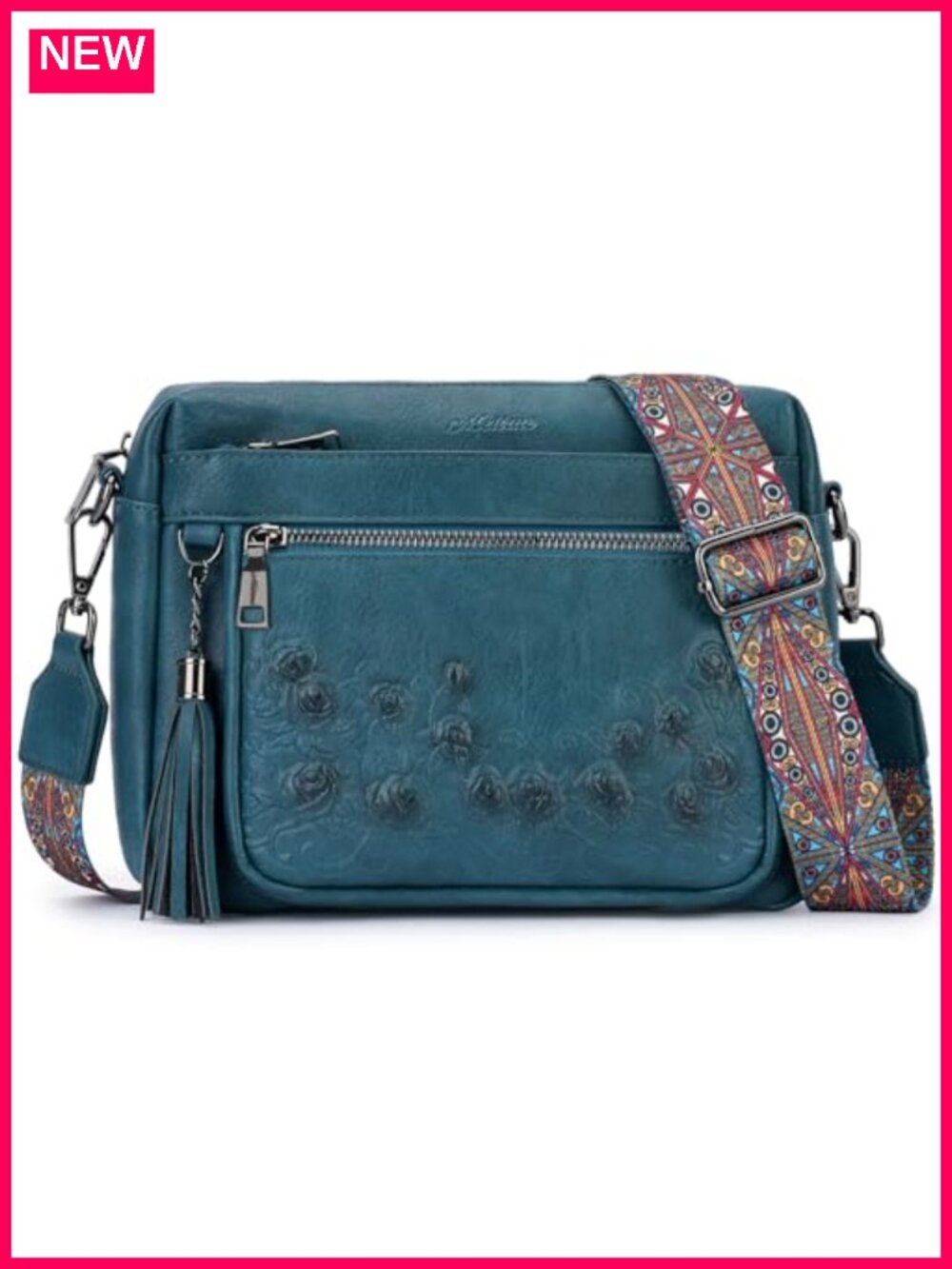 Vegan Leather Crossbody Bag Quilted Multi Pockets Tassel Shoulder Purse
